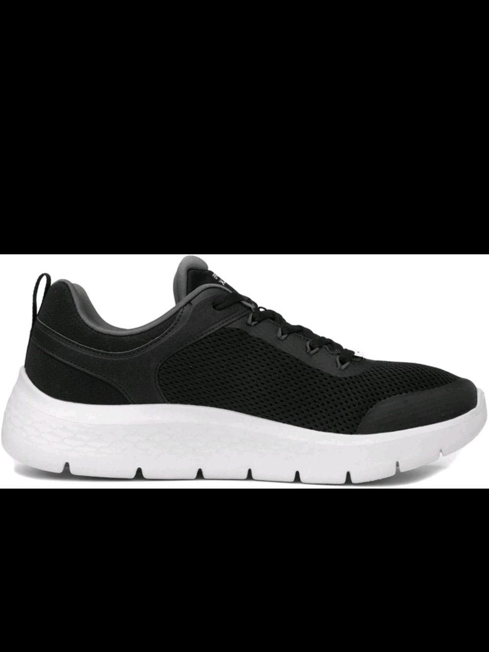 Skechers Men's Black Mesh Sneaker with White Sole and Green Accent - Picture 3 of 9